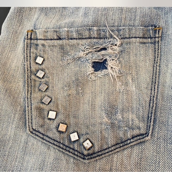 Vintage Denim Jeans Size 6 Converse One Star distressed embellished - Picture 6 of 8